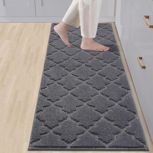 COSY HOMEER Soft Kitchen Floor Mats and Rugs Non Slip 20"x59",Dark Grey - color: Dark Grey, size: 20"X 59"