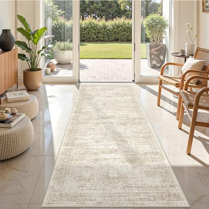 2'6 x 8' Runner Rug Non Slip,Washable Kitchen Rugs,Beige - color: Beige/Ivory, size: 2'6" x 8' (Runner)