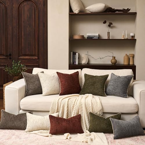 Yangest Chenille Pillow Cover 20 x 20 Inches, Thick Textured Square Throw Pillow Cover Farmhouse Modern Soft Accent Couch Neutral Pillow Cover for Living Room Bedroom, Yellow - color: Yellow, size: 20" x 20" (Pack of 1)