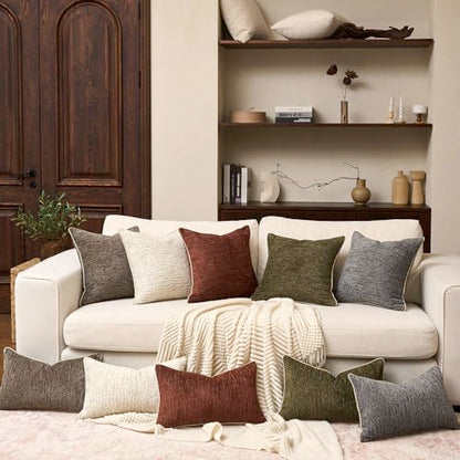 Yangest Chenille Pillow Cover 12 x 20 Inches, Thick Textured Rectangle Throw Pillow Cover Farmhouse Modern Soft Accent Couch Neutral Pillow Cover for Living Room Bedroom, Gray - color: Grey, size: 20" x 12" (Pack of 1)