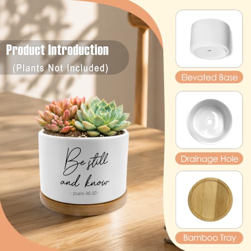 Christian Bible Verse Plant Pots, Be Still and Know Religious Scripture Ceramic Succulent Flower Planters(No Plants) - color: Psalms D