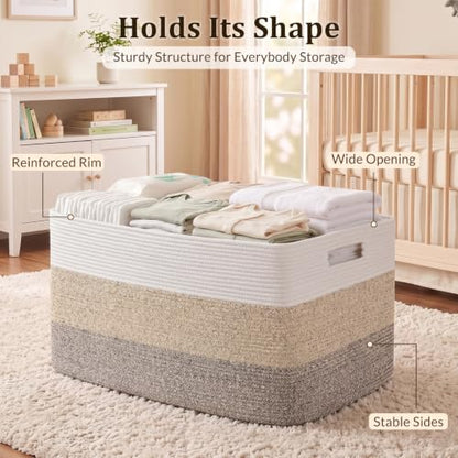 OIAHOMY 108L Extra Large Blanket Basket Dog Toy Basket Gradient Brown - color: Gradient Brown