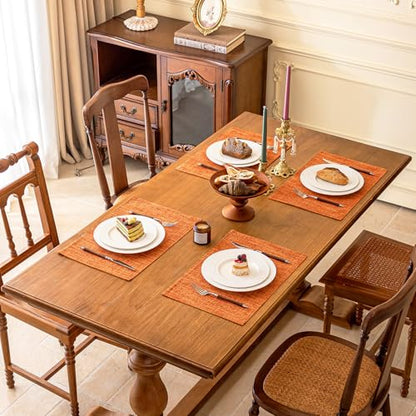 KXN Placemats Set of 4, Durable Dual-Layer Fabric Table Mats, Orange - color: Orange