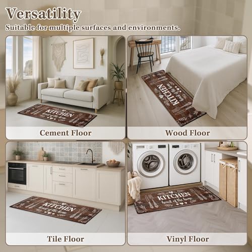 Arttown Anti-Fatigue Kitchen Rug Set of 2, Waterproof Non-Slip, Dark Brown - color: Dark Brown, size: 17.3 x 47 inch + 17.3 x 29 in