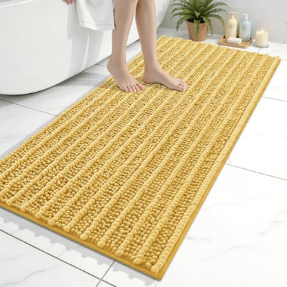 Arotive Bathroom Rugs Mat 47x24, Soft Absorbent Chenille Shaggy Bath Mat - color: Yellow, size: 47" X 24"