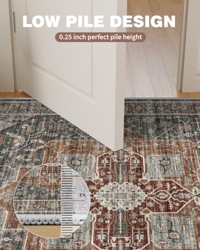 Roxstand 8ft Round Washable Area Rug, Non Slip Rug, Grey/Brown/Tan - color: Grey/Brown/Tan, size: 8' (Round)