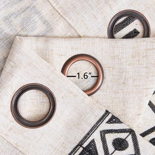 Black Boho Linen Curtains 84 Inch 2 Panels for Living Room Bedroom - color: Geometric-black, size: 52"W x 84"L (Pack of 2)