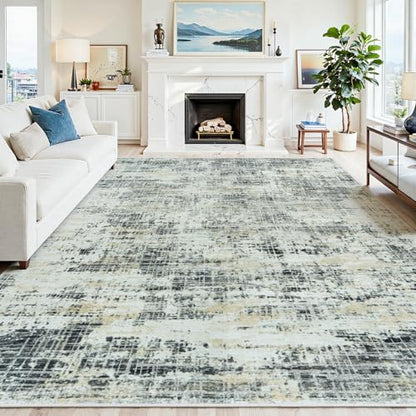 6x9 Washable Area Rug for Living Room Bedroom: Non-Slip Modern Black Gray - color: Black Gray/Gold, size: 6' x 9' (Rectangular)