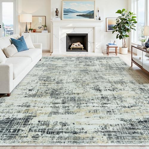 6x9 Washable Area Rug for Living Room Bedroom: Non-Slip Modern Black Gray - color: Black Gray/Gold, size: 6' x 9' (Rectangular)