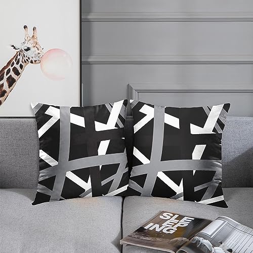 Emvency Throw Pillow Covers Set of 2, 18 x 18 Inch, Striped Retro Gray - color: Black White, size: 18" x 18" (Pack of 2)