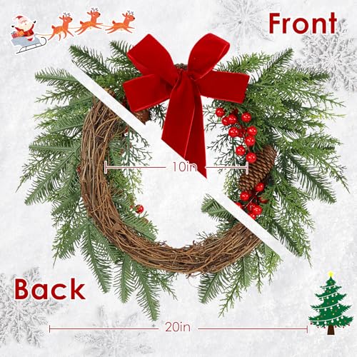 Christmas Wreaths for Front Door Decor Flower, 20" Winter - color: Wreaths 1