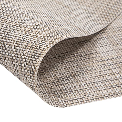 SHACOS Small Round Table Placemats Wedge Shaped Placemats Set of 4 Heat Resistant Wipe Clean Indoor Outdoor (4, Beige White Black) - color: Beige White Black