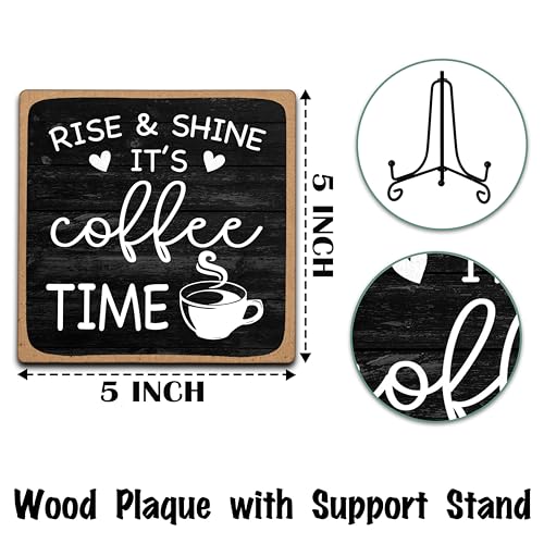 Farmhouse Coffee Bar Sign, Rise & Shine It's Coffee Time - color: Farmhouse Coffee