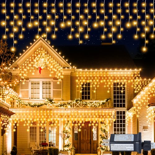 300 LED Icicle Lights,33FT Icicle Christmas Lights Warm White - color: Warm White