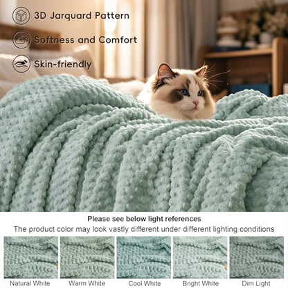 PHF Soft Cozy Fleece Blanket Twin, 340GSM Lightweight Warmth, Sage Green - color: Sage Green, size: Twin(66"x90")