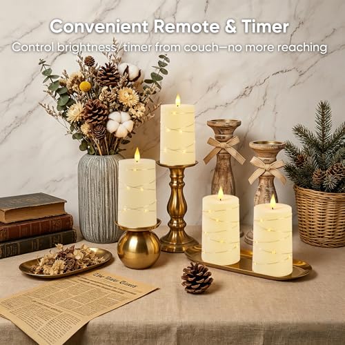 Raycare Ivory Battery Operated Flameless Pillar Candles with Remote Timer - color: 2pc-Ivory
