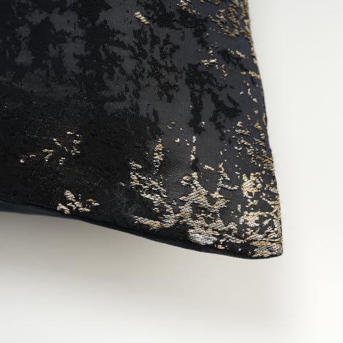 THE-TINOART Pack of 2 Modern Black and Gold Throw Pillow Covers 18x18, Textured Jacquard Woven with Metallic Threads, Luxury Pillow Covers for Couch Sofa Bed - color: Black Ember, size: 18" x 18" (Pack of 2)