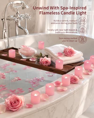 Homemory 12 Pack Pink Flameless Flickering LED Votive Tealights Candles - color: Pink (Soft White Llight), size: 12 Pack