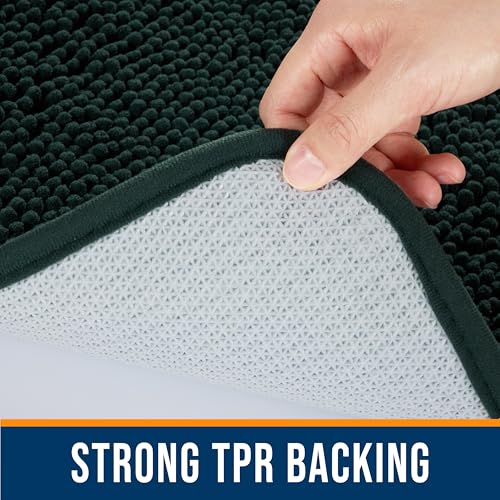 Chenille Bathroom Rug 24"x16" Extra Soft Absorbent Quick Dry Rugs, Green - color: Green, size: 1'4" x 2' (Rectangular)