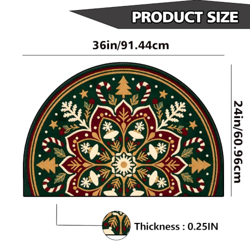 Christmas Half Round Door Mat 24"x36", Non-Slip Indoor Entryway Rug - color: Multicolor-14