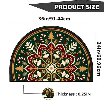 Christmas Half Round Door Mat 24"x36", Non-Slip Indoor Entryway Rug - color: Multicolor-14