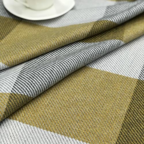 always4u Yellow Check Curtains Plaid Farmhouse Window Curtains Grommet Drapes for Living Room Bedroom 2 Panels 54 * 63 Inches - color: Yellow, size: 54"W x 63"L (Pack of 2)