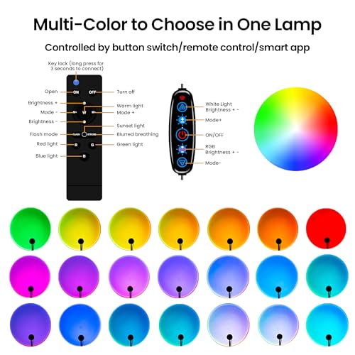 Tsrarey Sunset Lamp Projector,Multiple Colors LED Lights for Room Decor - color: Remote&APP