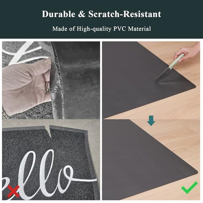 Hallway Runner Rug for Kitchen, 2'x6' Leather-Look Vinyl Waterproof - color: Dark Grey, size: 2' x 6' (Rectangular)