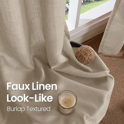 BGment Oatmeal Linen Curtains 63 Inch Length for Living Room - 2 Panels - color: Oatmeal, size: 52"W x 63"L (Pack of 2)