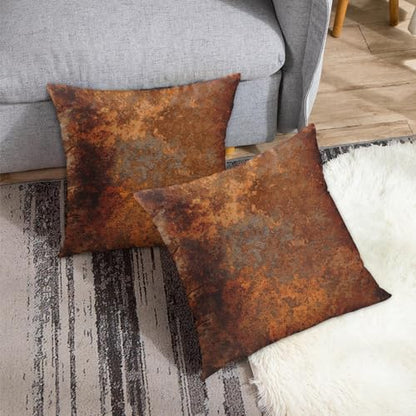 Emvency Throw Pillow Covers Set of 2, 16 x 16 Inch, Rustic Rusty Metal | Copper Brown Outdoor Decorative Square Pillow Cases Couch Cushion Case for Couch Bed Sofa Living Room Home Decor - size: 16" x 16" (Pack of 2)