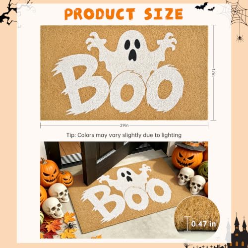 Halloween Welcome Mat Ghost Boo Non-Slip Front Door Mat, 17x29 in - color: Ghost Boo