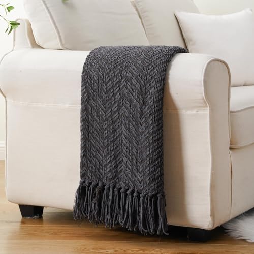 BATTILO HOME Dark Grey Throw Blanket for Couch, 60"x80" - color: Grey, size: 60"x80"
