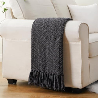 BATTILO HOME Dark Grey Throw Blanket for Couch, 60"x80" - color: Grey, size: 60"x80"