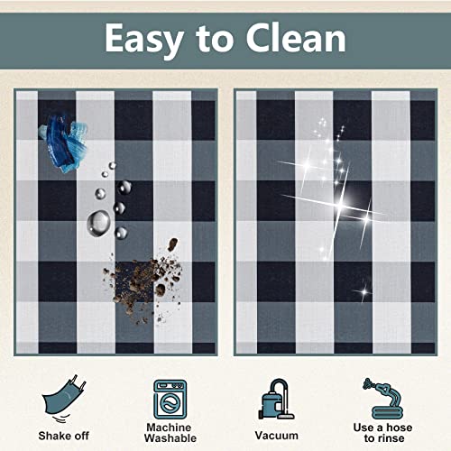 Carvapet Washable 17"x48"+17"x24" Kitchen Rug Set - color: Black & White Buffalo