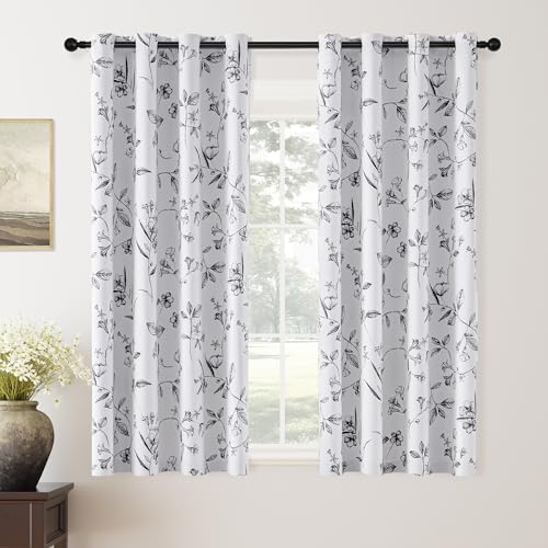 ChrisDowa 100% Blackout Floral Curtains 63 Inches Long 2 Panels,Black - color: Black, size: 52"W x 63"L (Pack of 2)