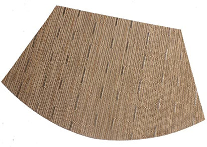 SHACOS Small Round Table Placemats Set of 5 Woven Vinyl Wedge Placemats with Centerpiece Round Table Mats Heat Resistant Wipe Clean (5, Tan) - color: Tan