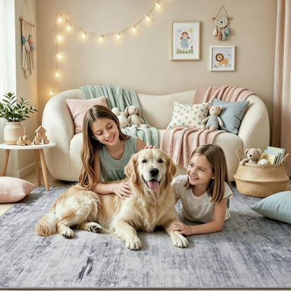 Toneed 4x6 Feet Washable Area Rugs for Bedroom Living Room, 48"x72" Grey - color: Light Neutral Gray, size: 4' x 6' (Rectangular)