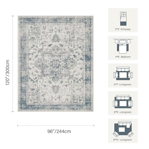 Rugxara 8x10 Area Rugs,Large Rugs for Living Room(Blue) - color: Blue & Grey, size: 8' x 10' (Rectangular)