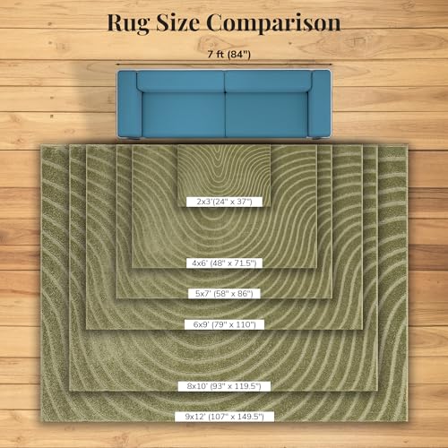 LUXE WEAVERS Modern Geometric Wave Area Rug Green 2x3 - color: Green, size: 2' x 3' (Rectangular)