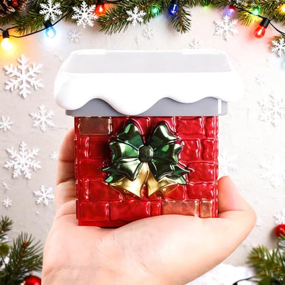 Wehous Snow Chimney Storage Box Silicone Molds with Lid, Unique Christmas Candle Holder Jewelry Trinket Container Epoxy Resin Mold, 3D Winter Container Storage Art Casting Craft DIY Christmas Ornament - color: Snow Chimney Box