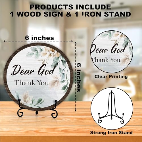 Christian Desk Decor, Dear God Thank You Wood Sign, Religious Gifts For Woman Man, Living Room Decor And Accessories, Bible Verse Home Office Decorations For Table Shelf -c09 - style: Dear God 4