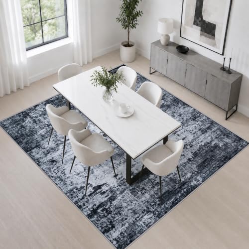 Area Rug Living Room: 4x4 Modern Washable Indoor Carpet Black - color: Black, size: 4' x 4' (Square)