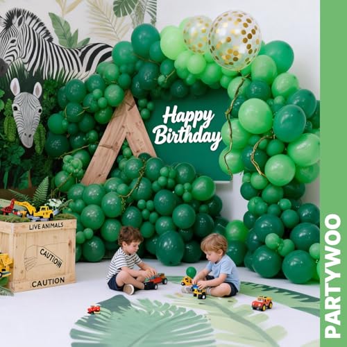 PartyWoo Green Balloons 66pcs 12 Inch Lime Emerald Hunter Forest Balloons - color: Green-3328
