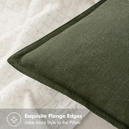MIULEE Neutral Green/Brown Boho Linen Pillow Covers 18x18 Inch Pack of 4 - color: Neutral Green/Brown, size: 18" x 18" (Pack of 4)