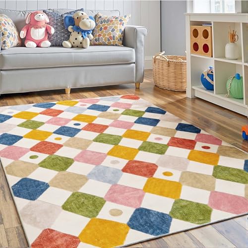 jinchan 3x5 Washable Playroom Rug for Kids Room Colorful Classroom Rug - color: Diamond Circus, size: 3' x 5' (Rectangular)