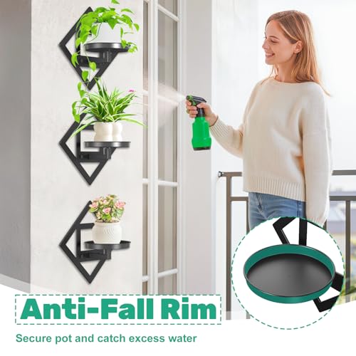 Metal Wall Plant Holder Flower Shelf 3Pcs Indoor Outdoor - color: Diamond shaped -3Pcs