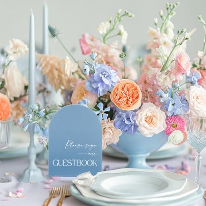 Weysat 4 Pcs Dusty Blue Acrylic Wedding Signs for Ceremony Reception - color: Dusty Blue