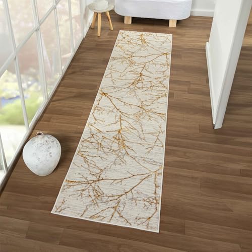 LUXE WEAVERS Modern Abstract Non-Shedding Area Rug Gold 2x8 - color: Gold, size: 2' x 8' (Rectangular)