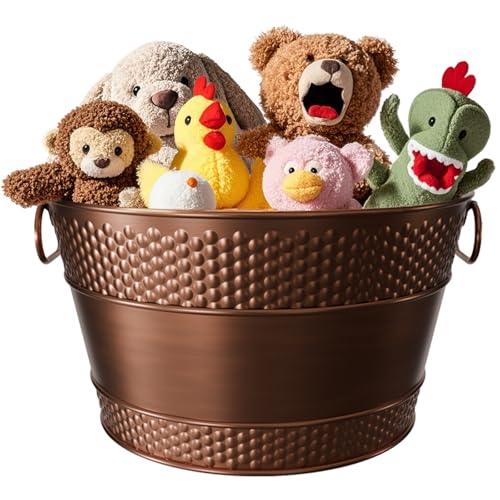 Copper Metal Dog Toy Storage Bin, 15-Quart