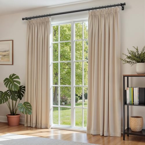 Rose Home Fashion 1” Heavy Duty Adjustable Curtain Rod, 48-86 inch, Black - size: 48" to 86"